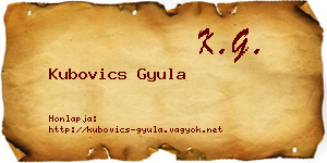 Kubovics Gyula névjegykártya
